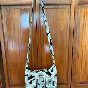 Vera Bradley Black and Cream Floral Crossbody Bag